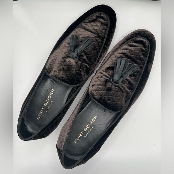 Kurt Geiger LONDON HUGH EAGLE HEAD Brown Velvet LOAFER Size 13 - Picture 1 of 6